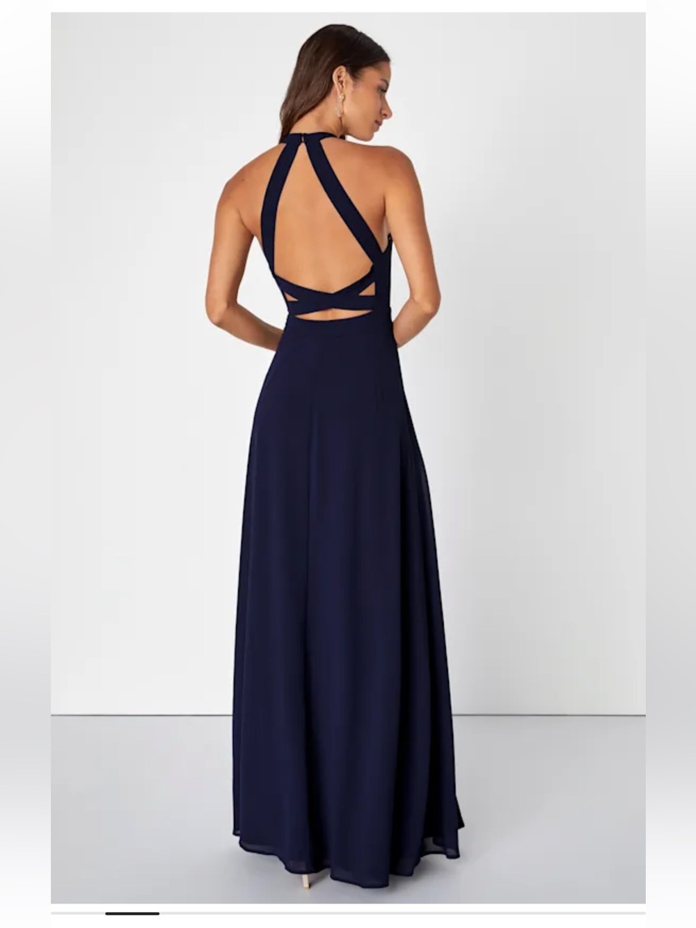 Lulu’s Confidently Charismatic Navy Blue Backless Maxi Dress~Size XL~NWT